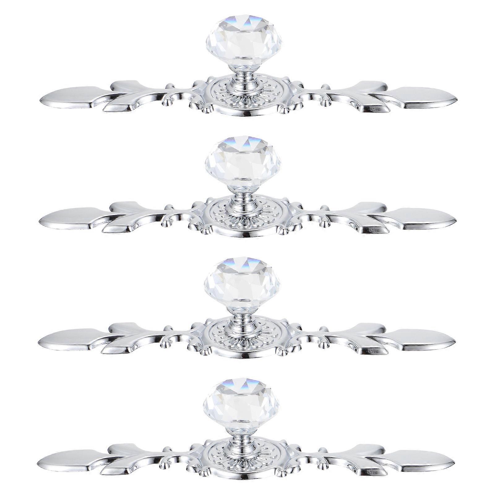 4Pcs Crystal Door Knobs Durable Wardrobe Doorknob Useful Cupboard Handle