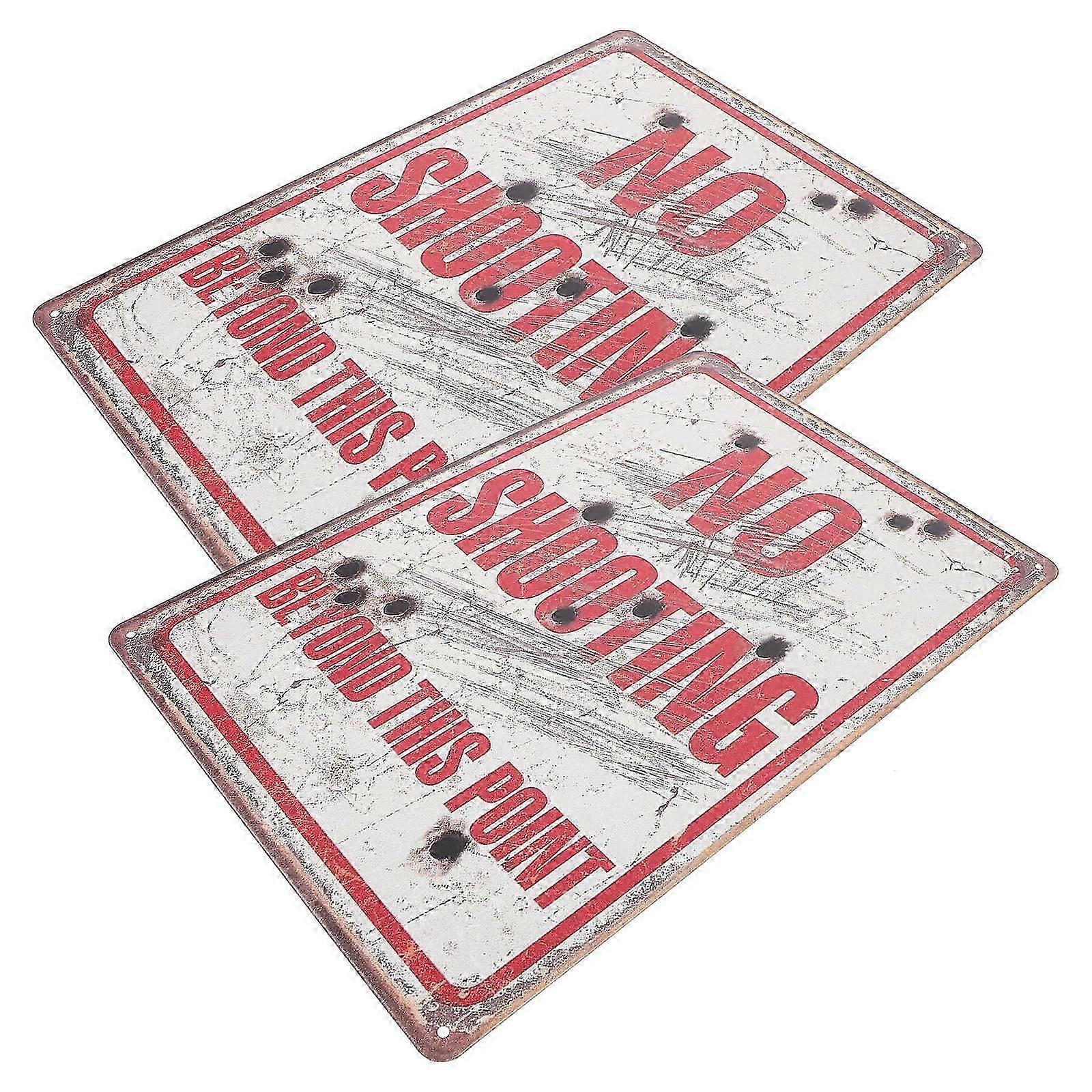 2Pcs Iron Rustic Outdoor Caution Warning Signs for Decor