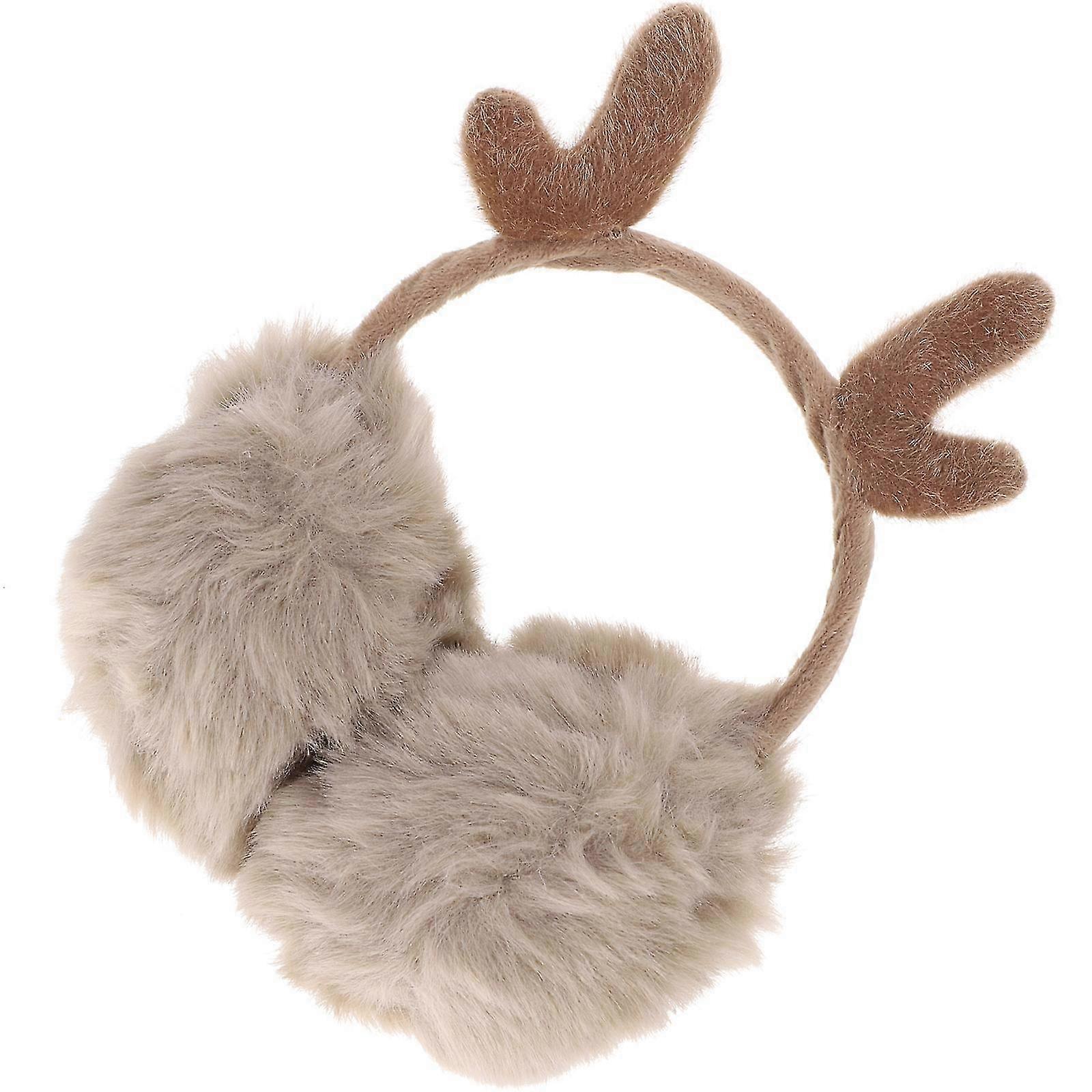 Plush Earmuff Antler Shape to Prevent Cold 1Set Multipurpose