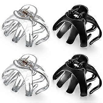 4 Pieces Large Grip Octopus Clip No Slip Spider Hair Clips Octopus Jaw Hair Clips for Thick Long Hair Women Girls (Black, Clear,8.5 cm)