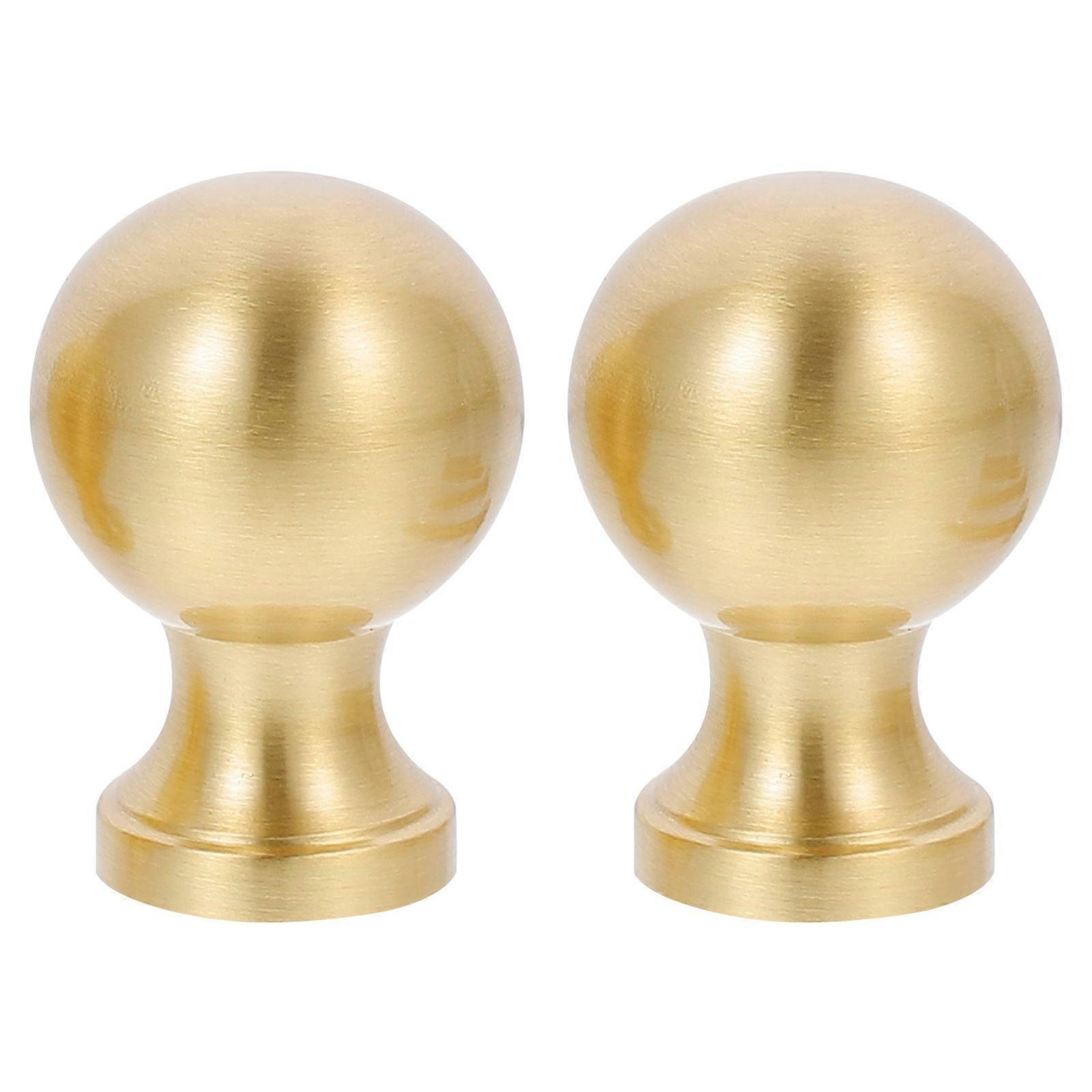 Round Golden Cabinet Handles for Drawer Pulls 2Pcs Brass Single Hole Knobs