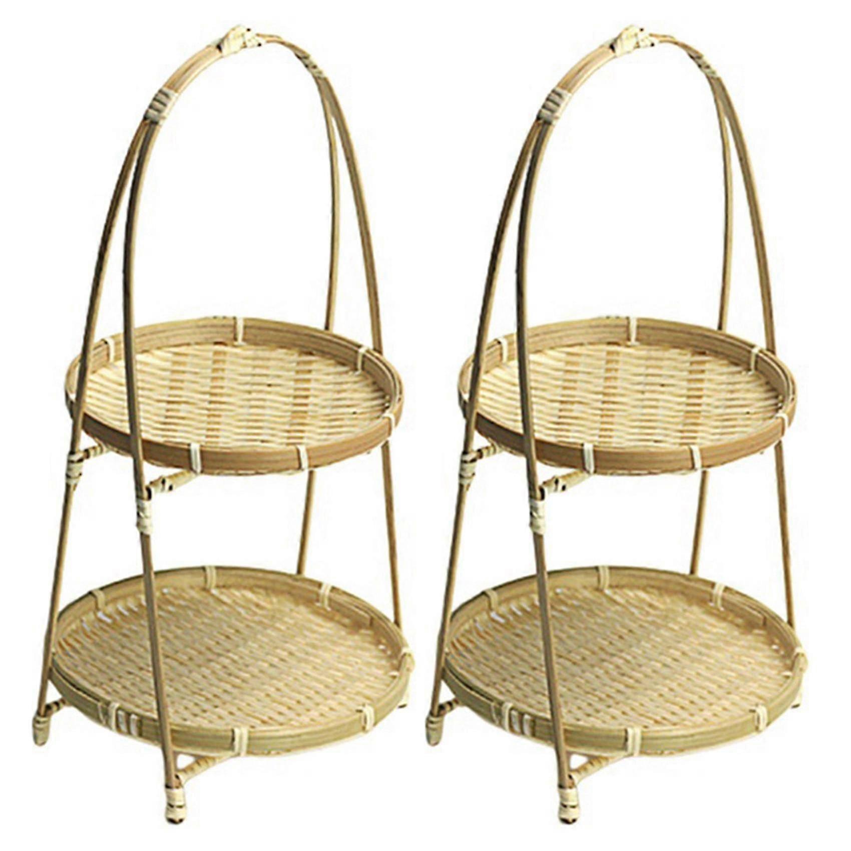 Bamboo Weaving Wicker Baskets Dish Storage Fruit Bread Food