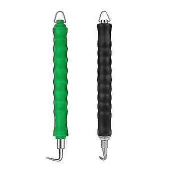 2 st Wire Twister Hook för armering, betongmetall vrider staketband verktyg för att minska handutmattning (krökt och rak)