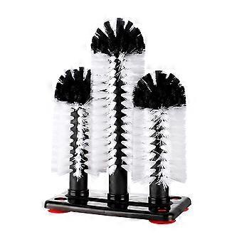Glass Washer Detachable Head 360 Degree Cleaning Three Heads Anti-skid Foundation Long Bristle Remove Dirt Decontamination Kitchen Pub Drinkware Clean