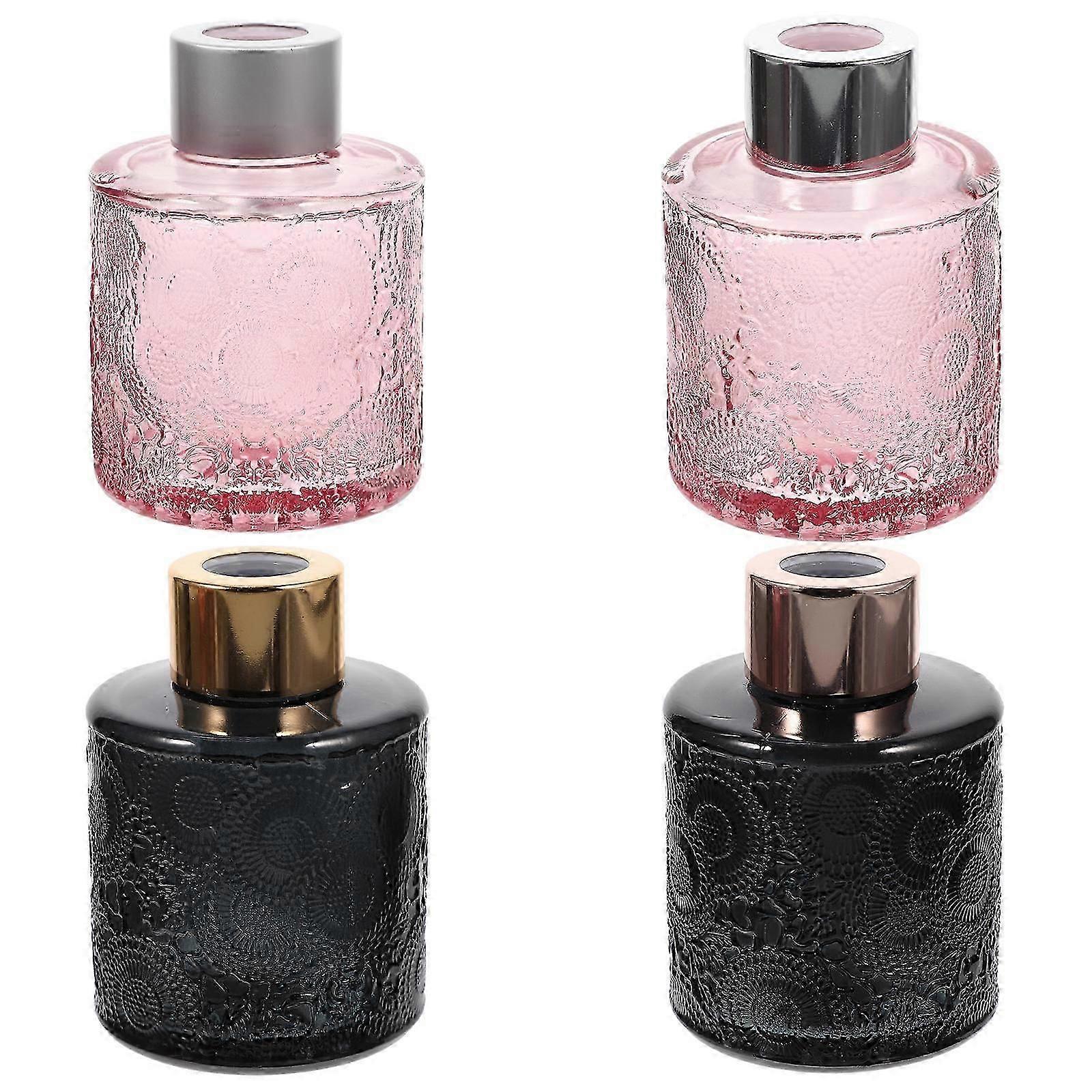 Glass Perfume Bottles Refillable Embossed Storage Containers 8Pcs
