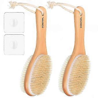 2 Pcs Wet and Dry Exfoliation Body Brush Wooden