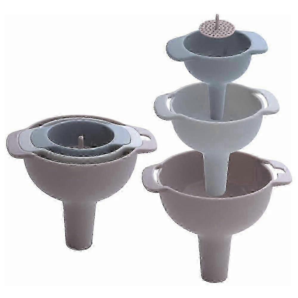 Kitchen funnel set, 4-piece, with handle nested design, food-grade plastic