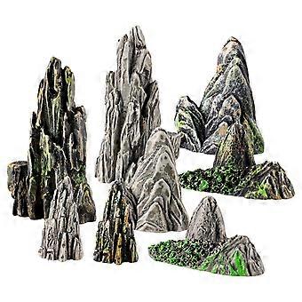 8pcs Aquarium Mountain Rockery Mini Mountain Micro Landscape Decorations
