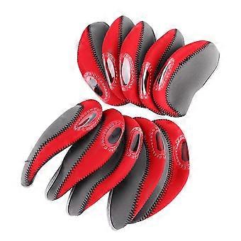 10 Pcs Golf Iron Club Head Covers Clubs Protection Headcover Set (Grey   Red)