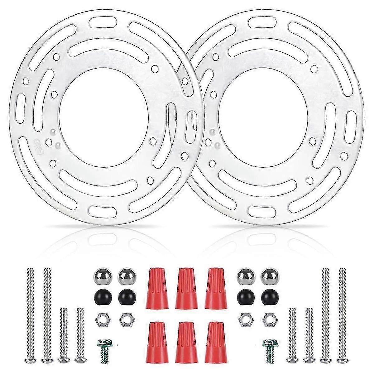 Ceiling light mounting plate for wall lights, includes nuts