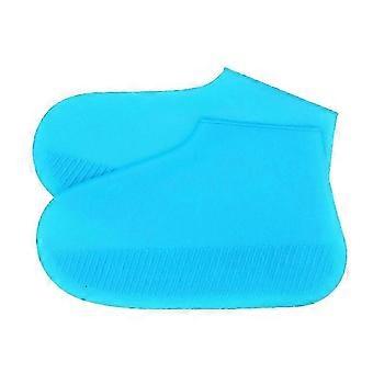 Surchaussures imperméables en silicone réutilisables avec fermeture pour la course à pied. Tailles S, M et L. Bleu ciel.