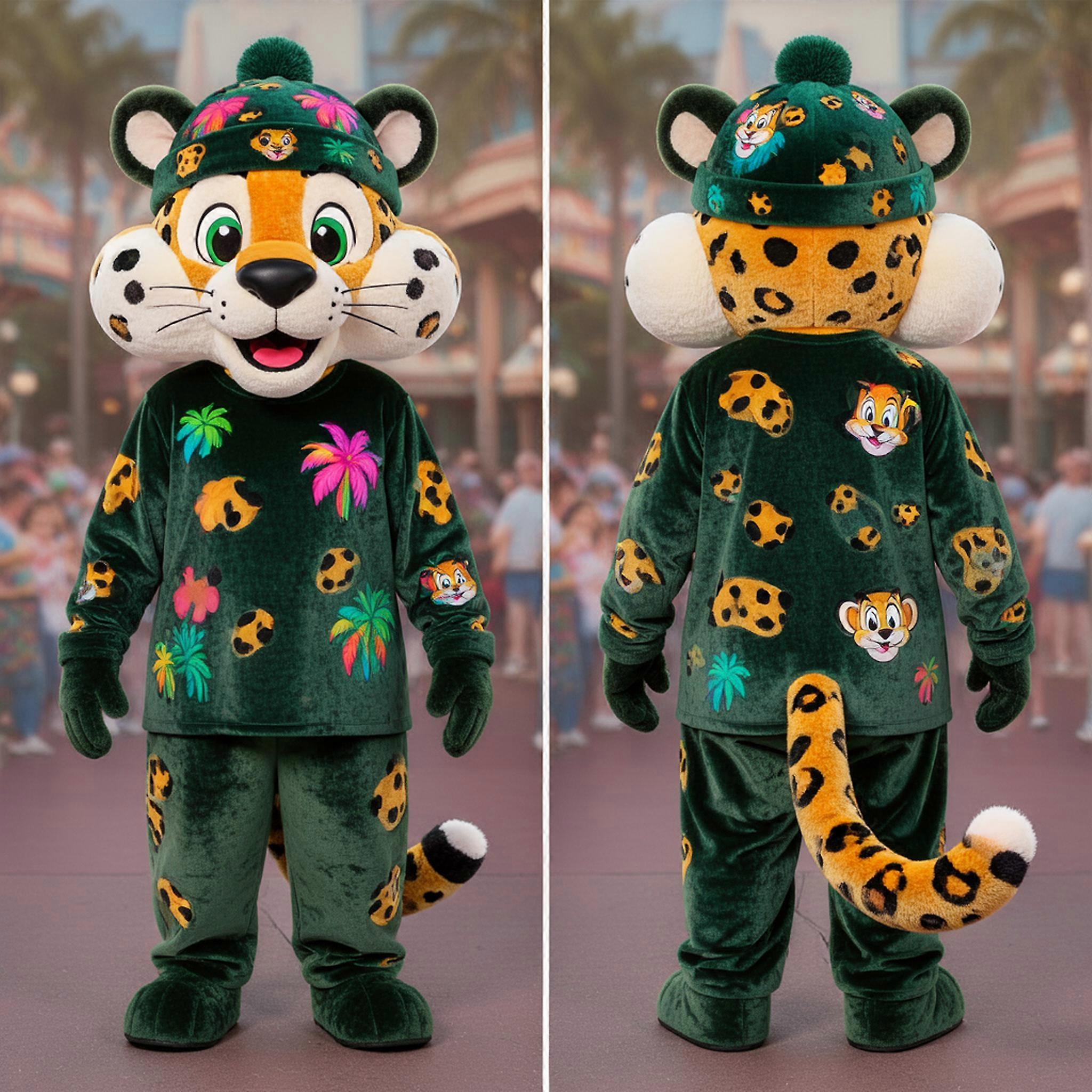 MASTICOT Forest Green Cartoon Cheetah Mascot