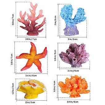 Artificial Sea Star Aquarium Decor Coral for Fish Tank 6Pcs Set