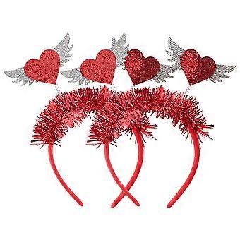 Rotes Herz-Paillettenhaarband zum Valentinstag für Partys (2er-Pack)