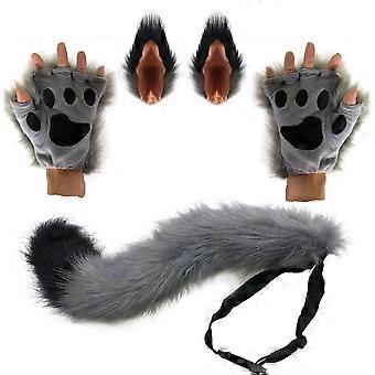 3pcs Beest kostuum set 1 paar oren 1 paar cosplay handschoenen 1 staart