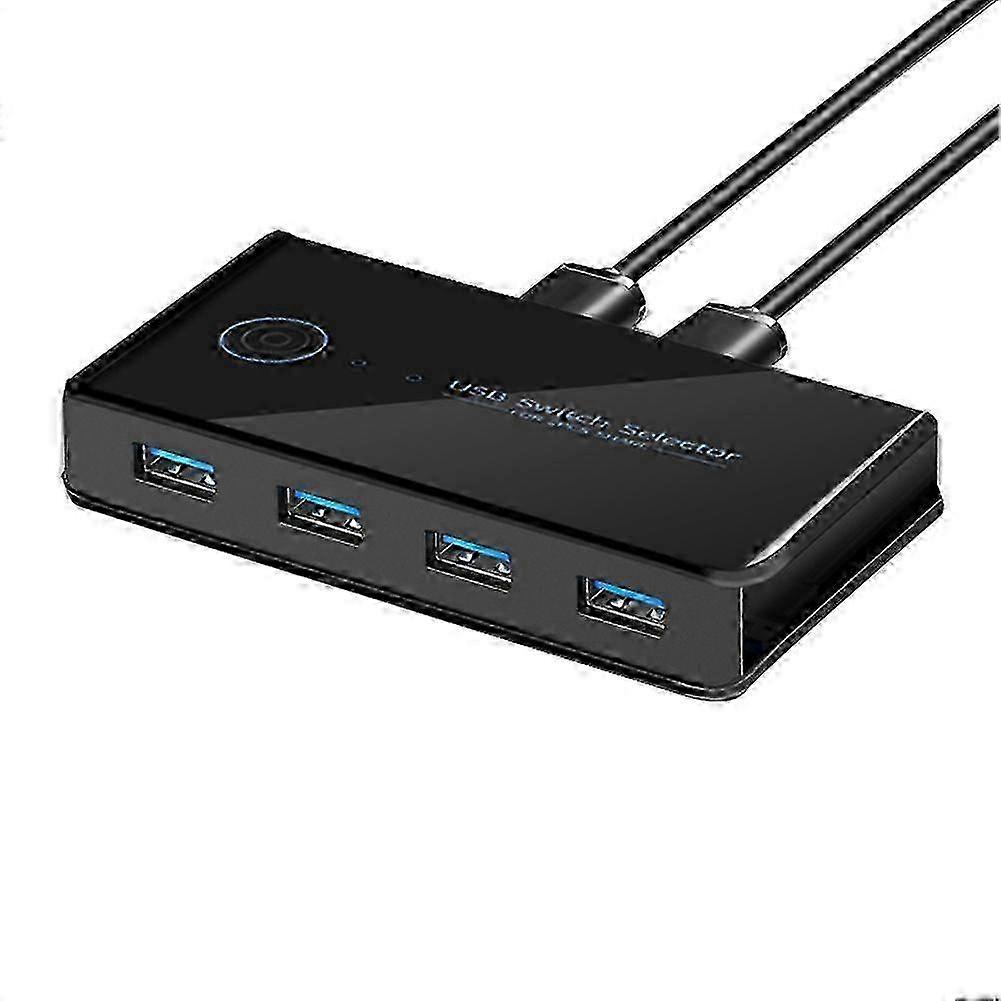 USB KVM Switch USB Shared Switcher 2 in 4 Out compatible with Laptop PC Keyboard Mouse Printer USB Switch Hub A