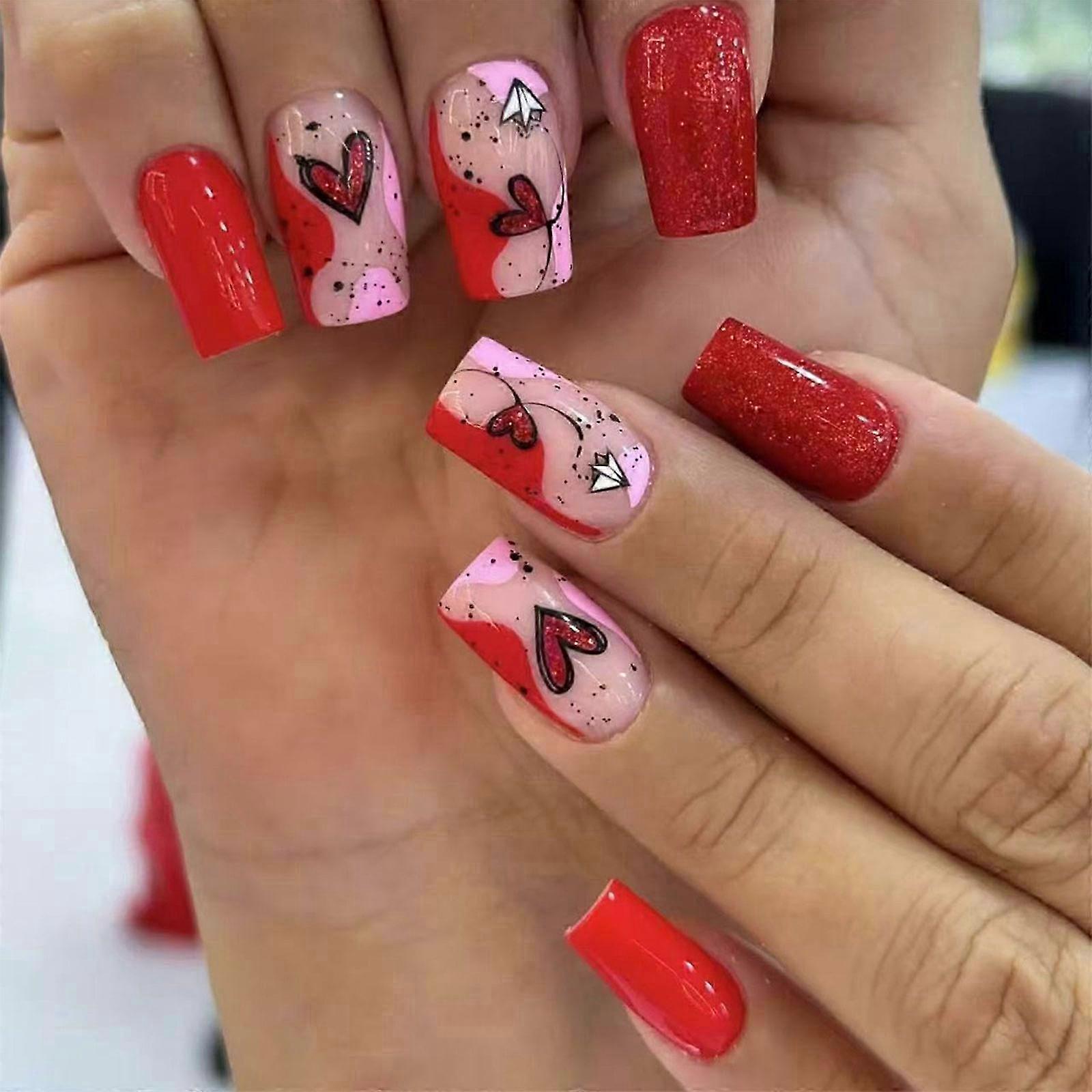 Easy Apply Heart Press On Nails Medium