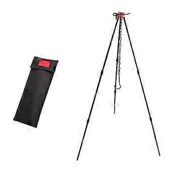 Portable Black Camping Tripod Hanging Pot Rack for Outdoor Use 1Set