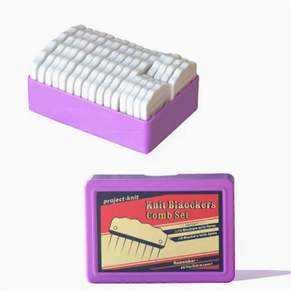 20pcs Needlepoint Blocking Kit in Purples Box, Blocking Mats for Knitting & Crochet Projects