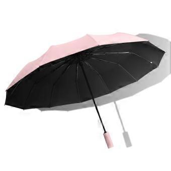 Travel Umbrella with Windproof 12Rib Frame, Automatic Open and Close Compact Folding Design, Pink