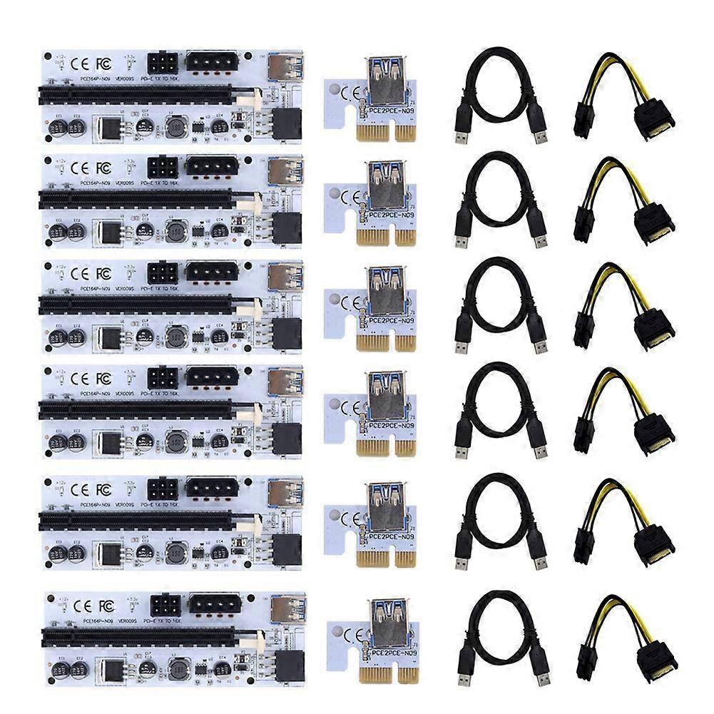 6pcs PCIe Riser Card 009s Molex USB Riser Compatible with Bitcoin Miner Mining