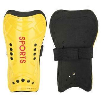 A Pair Child Football Shin Pads Training Leg Guards Safety Protector Adjustable Strap (Yellow)