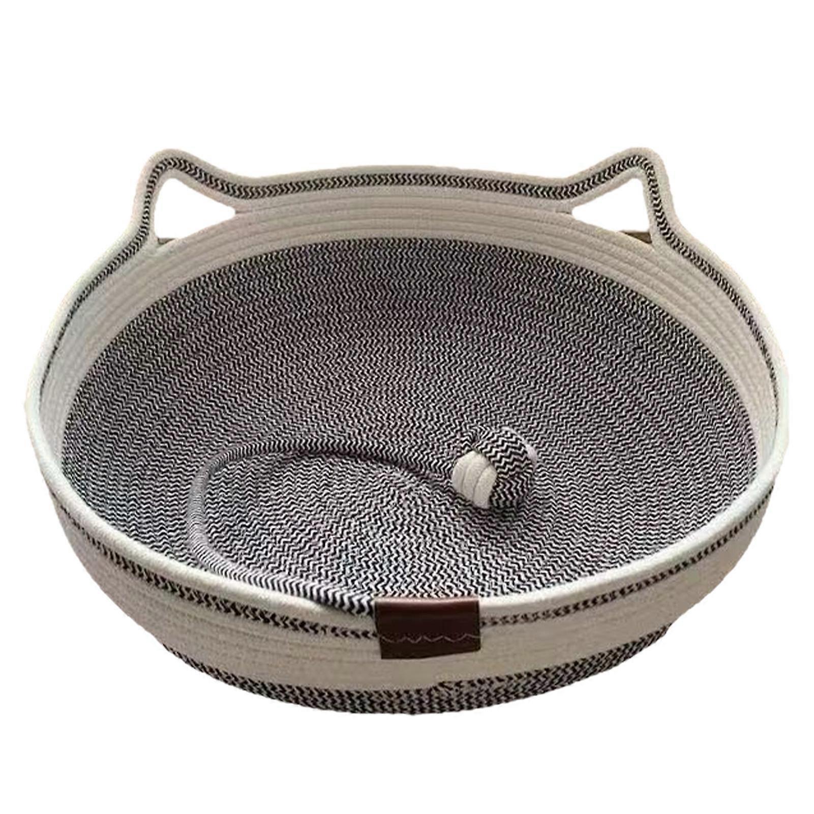 Large Cotton Rope Cat Basket With Ears