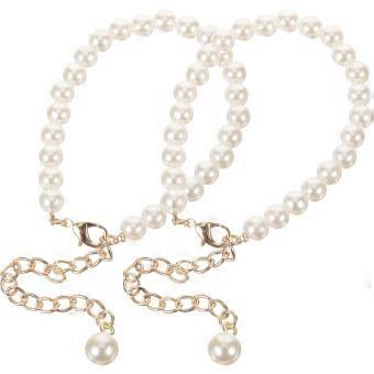 Pearl Strap for Heels Detachable Shoe Straps with Buckle Elegant Pearl Shoe Strap for Women Anti-Slip Accessory for High Heel Shoes 20.47In
