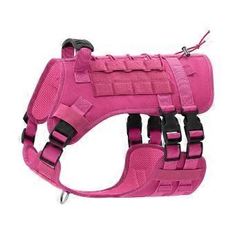 Harnais tactique pour chien, gilet de service pour chiens moyens, rose (taille M).