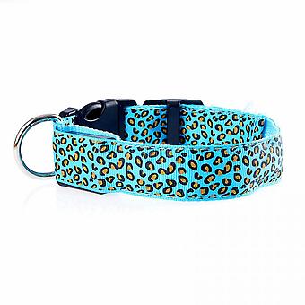 Veeki Led Luminous Pet Dog Collar Leopard Glowing Flash Puppy Collar For Night Safety Light-up Adjustable Necklace For Small Medium Large Dogsl