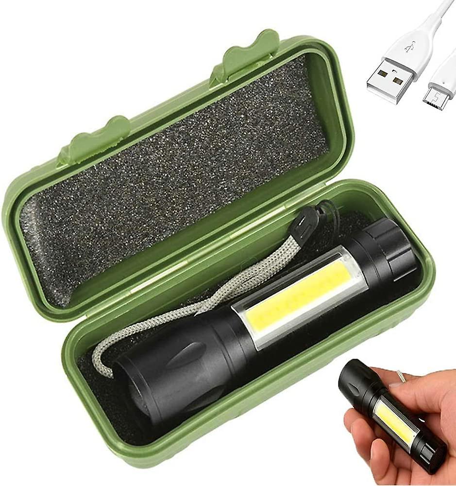 2pcs Zoomable USB Rechargeable Tactical Flashlight, Super Bright LED Flashlight