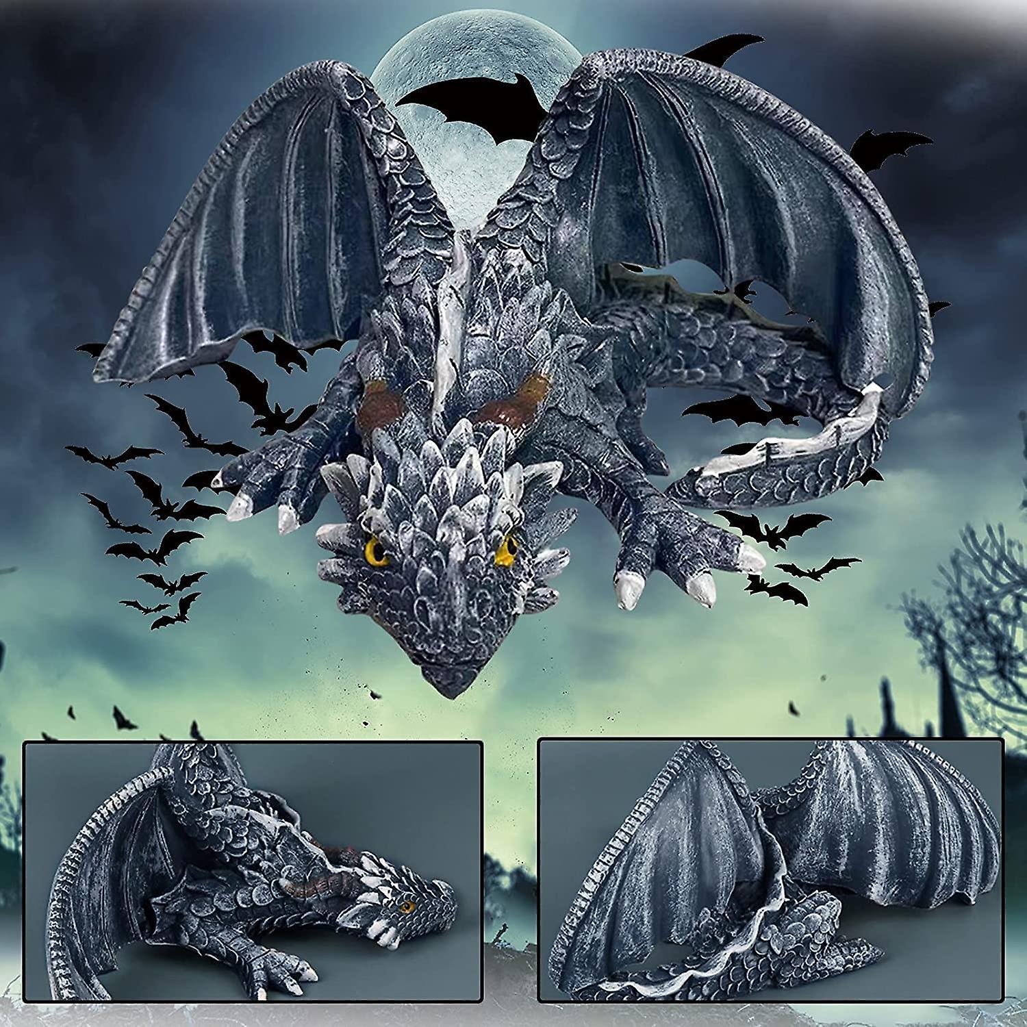 Figurine Dragon En Résine LIANZA - Déco Bureau Mignonne, Cadeau Original - Noir