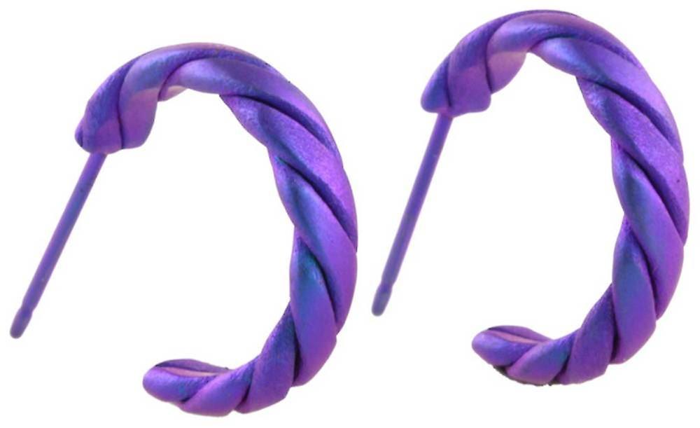 Ti2 Titanium Medium Twisted Hoop Earrings - Imperial Purple