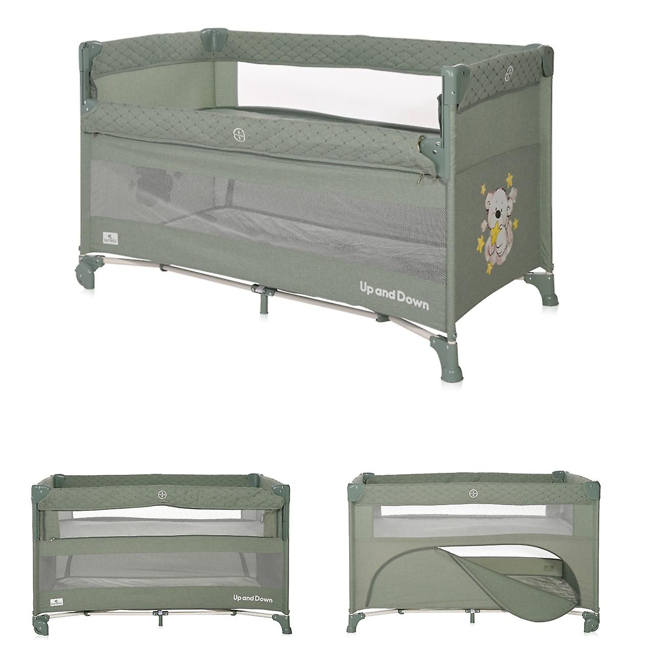 Lorelli Baby culla da viaggio Up ́n Down, apertura, 2 livelli, borsa da trasporto, con ruote Verde