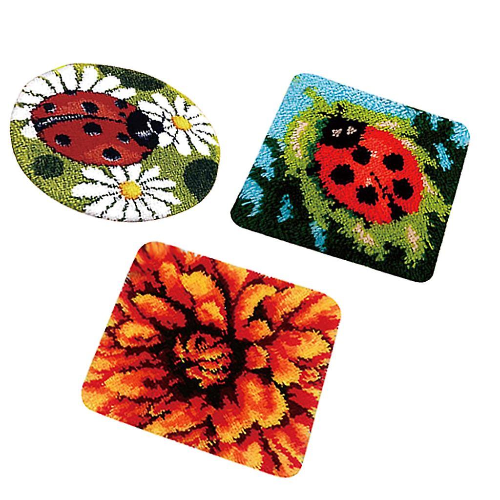 3 مجموعات مزلاج هوك أطقم الخنفساء زهرة السجاد DIY الحرفية إبرة التطريز السجاد