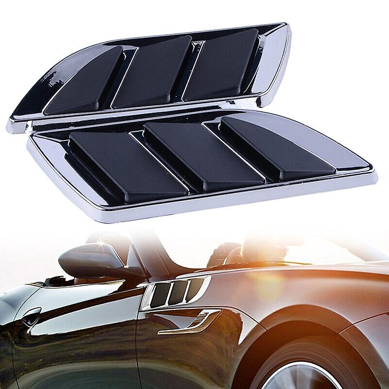 1pair Universal Carbon Black Car Fender Side Vents Air Flow Intake Hole Grille Sticker Cover Car Styling Exterior Accessories