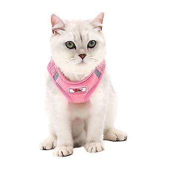 Coleira de gato, Arnês para gatos, Arnês para gatos, Coleira para arreios para gatos, Colar ajustável para gatinho Colar para gato Filhotes de cachorro Colete respirável reflexivo (Rosa-L)