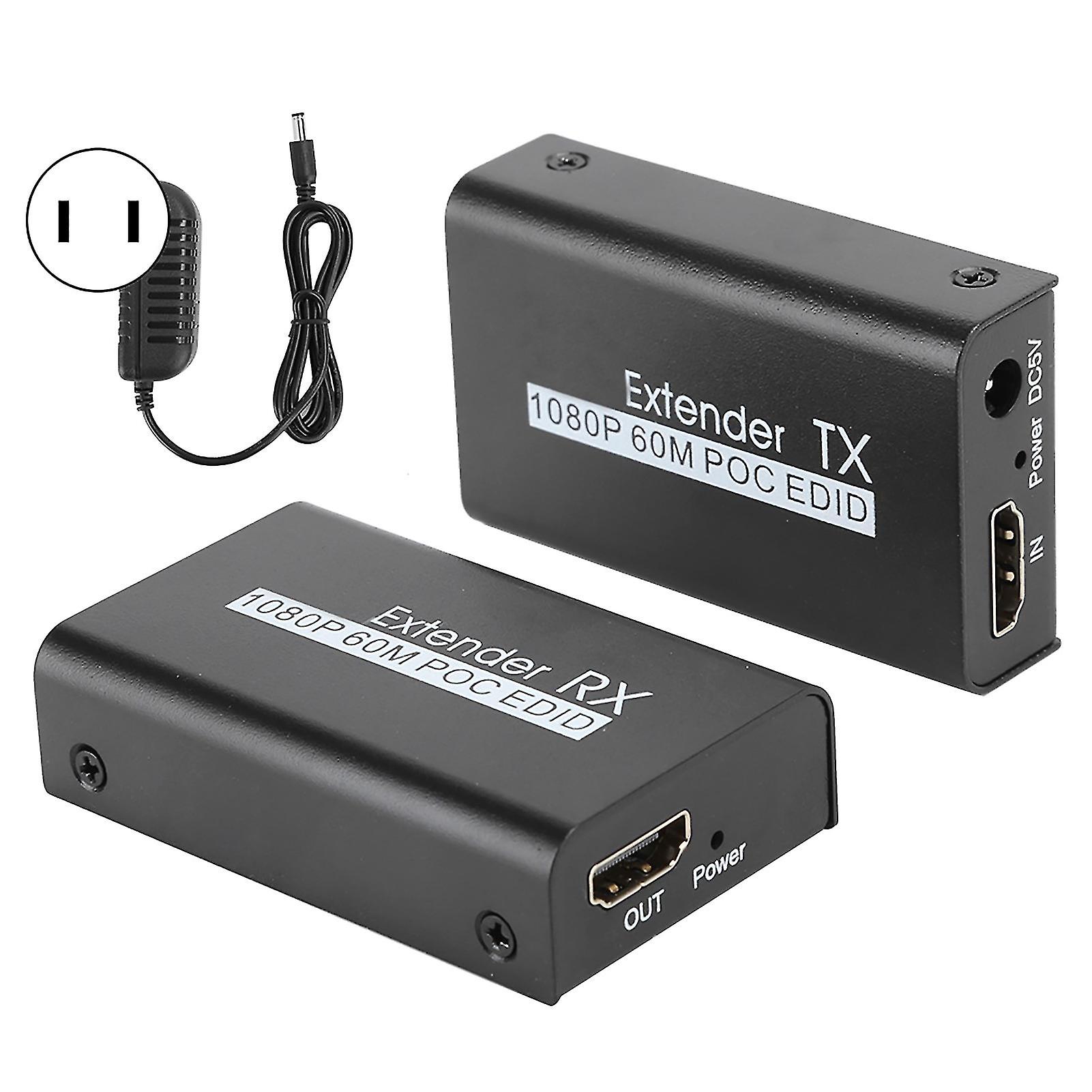 HDMI Extender for 60M Range, Features EDID Learning and POC Power, 100-240V Compatible