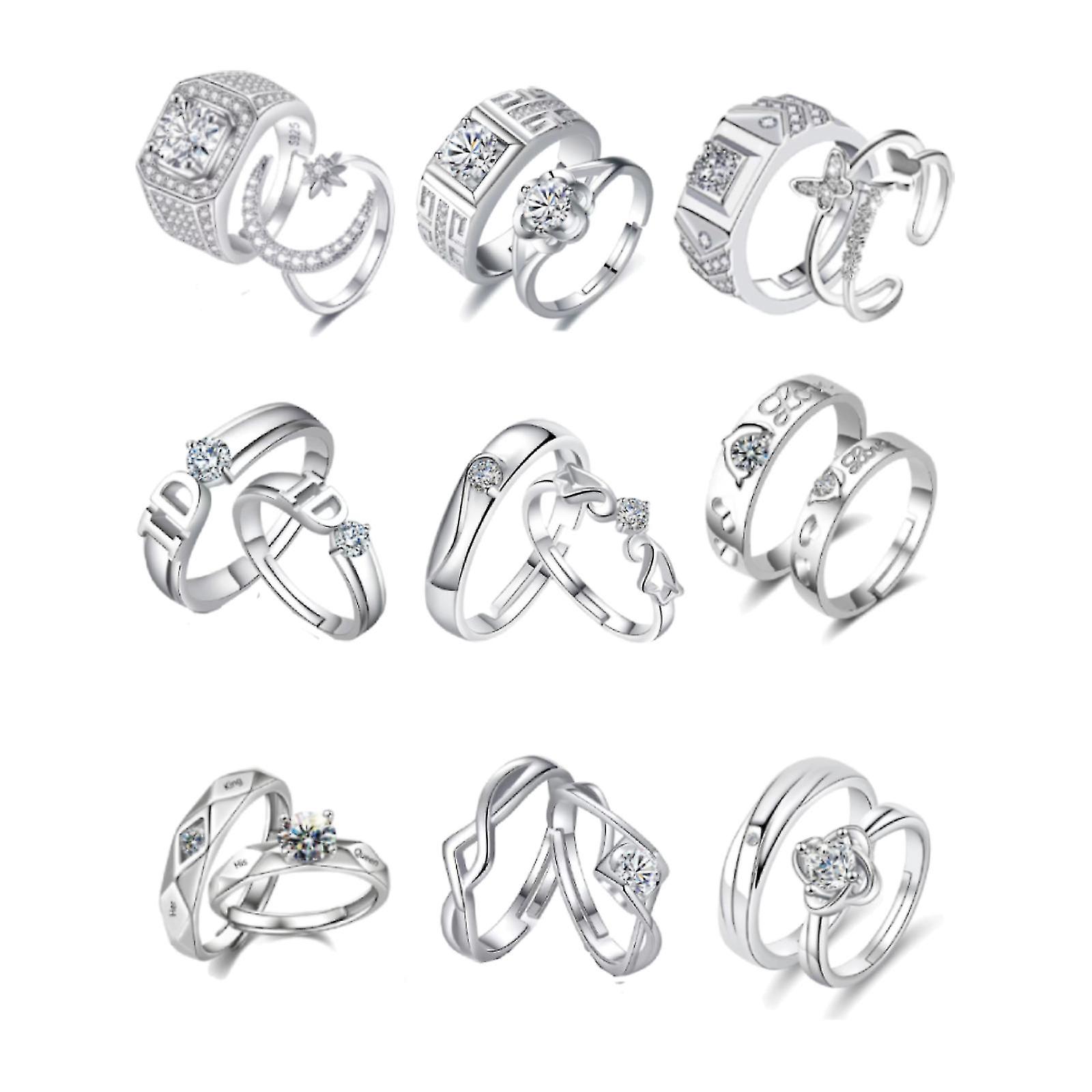 Promise Ring Set Strieborný prsteň Pár Darček pár Pár prsteňov Valentínske darčeky
