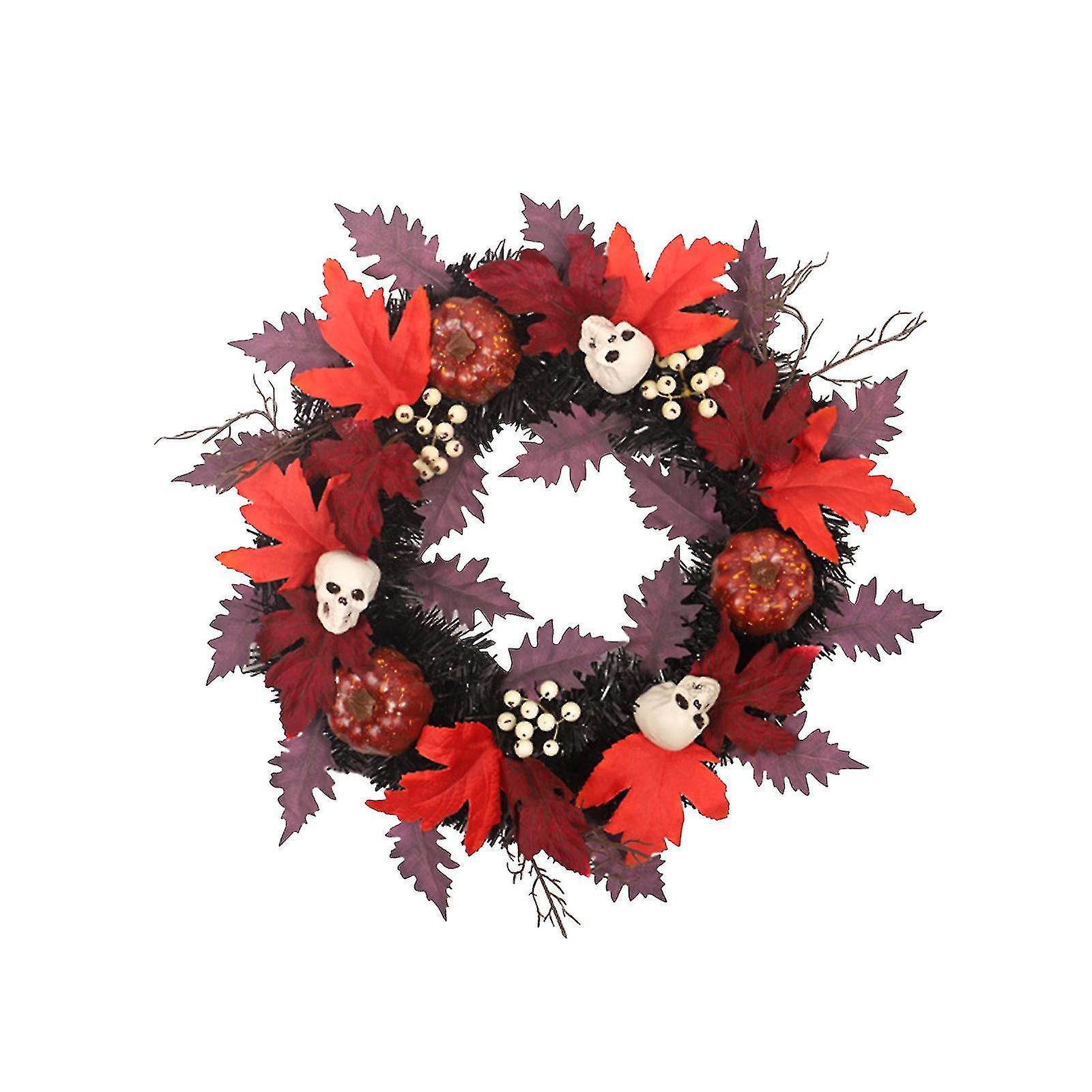 Halloween Skeleton Maple Leaf Wreath Wreath Simulation Nero