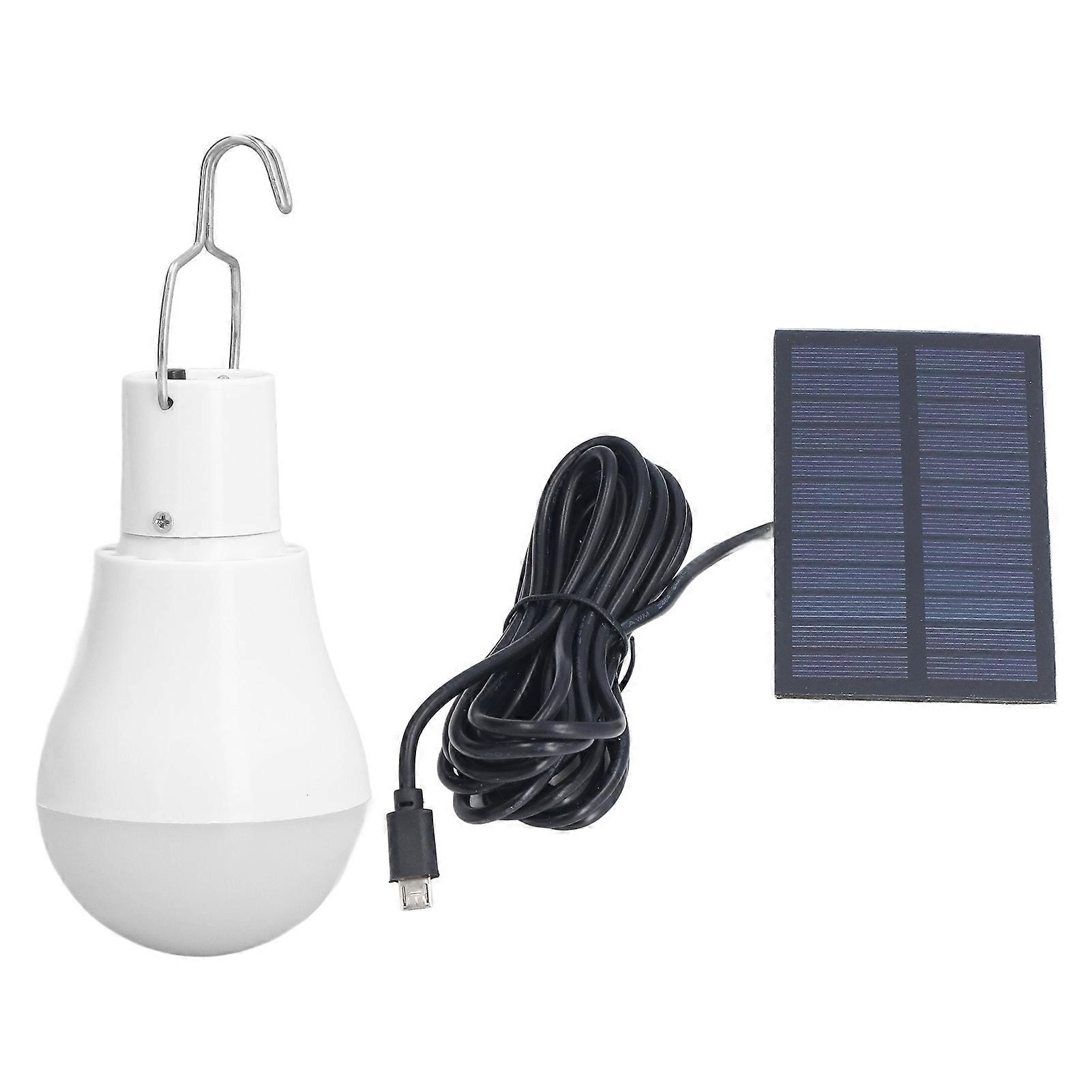USB Solar LED Light Bulb Energy Saving White Light for Outdoor Camping Emergency with Hook