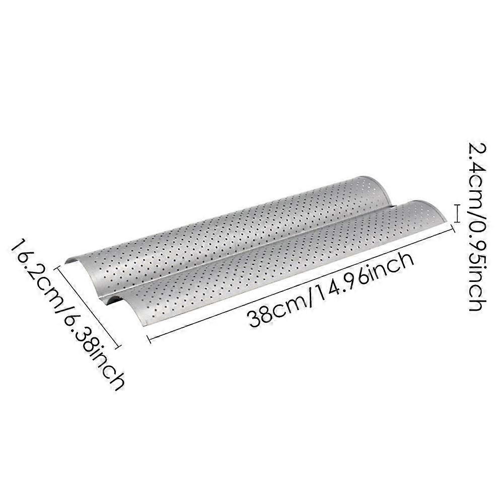 Baguetteplåt med 2 fack Bakplåt för bröd med nonstickbeläggning Bakplåt i rostfritt stål