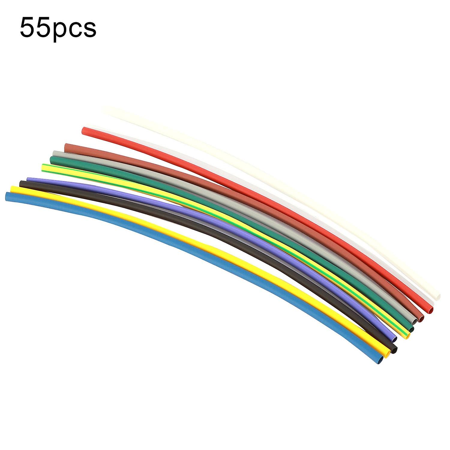 55Pcs/Set 1.0-5.0mm Flame-Retardant Heat Shrink Tubes Low Shrinkage Temperature Polyolefin 2:1 Heat