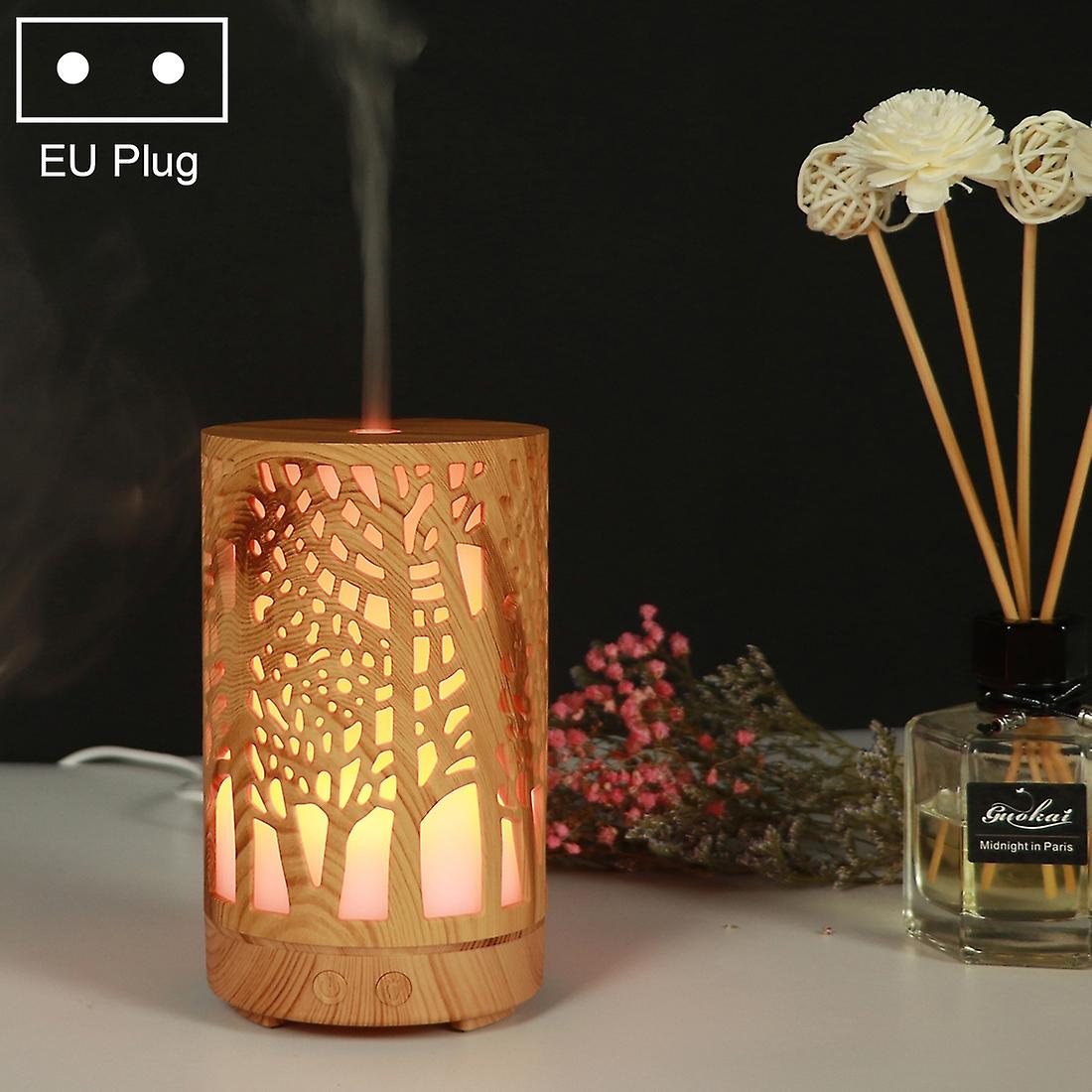 200ml Hollow-out Forest Pattern Wooden Essential Oil Aromatherapy Machine Ultrasonic Humidifier EU Plug