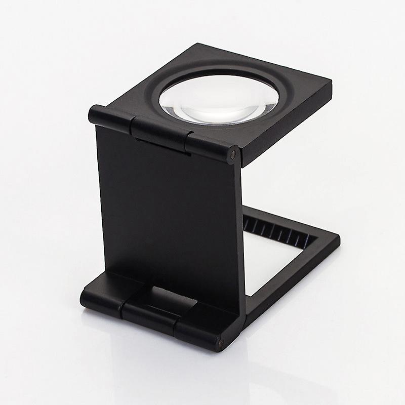 Cloth Magnifier LED Fold Stand Fabric Cloth Square Magnifier, Folding Loupe Magnifier Magnifing 10X Lens Watch Jeweler Tool with LED Light(1pc, black)