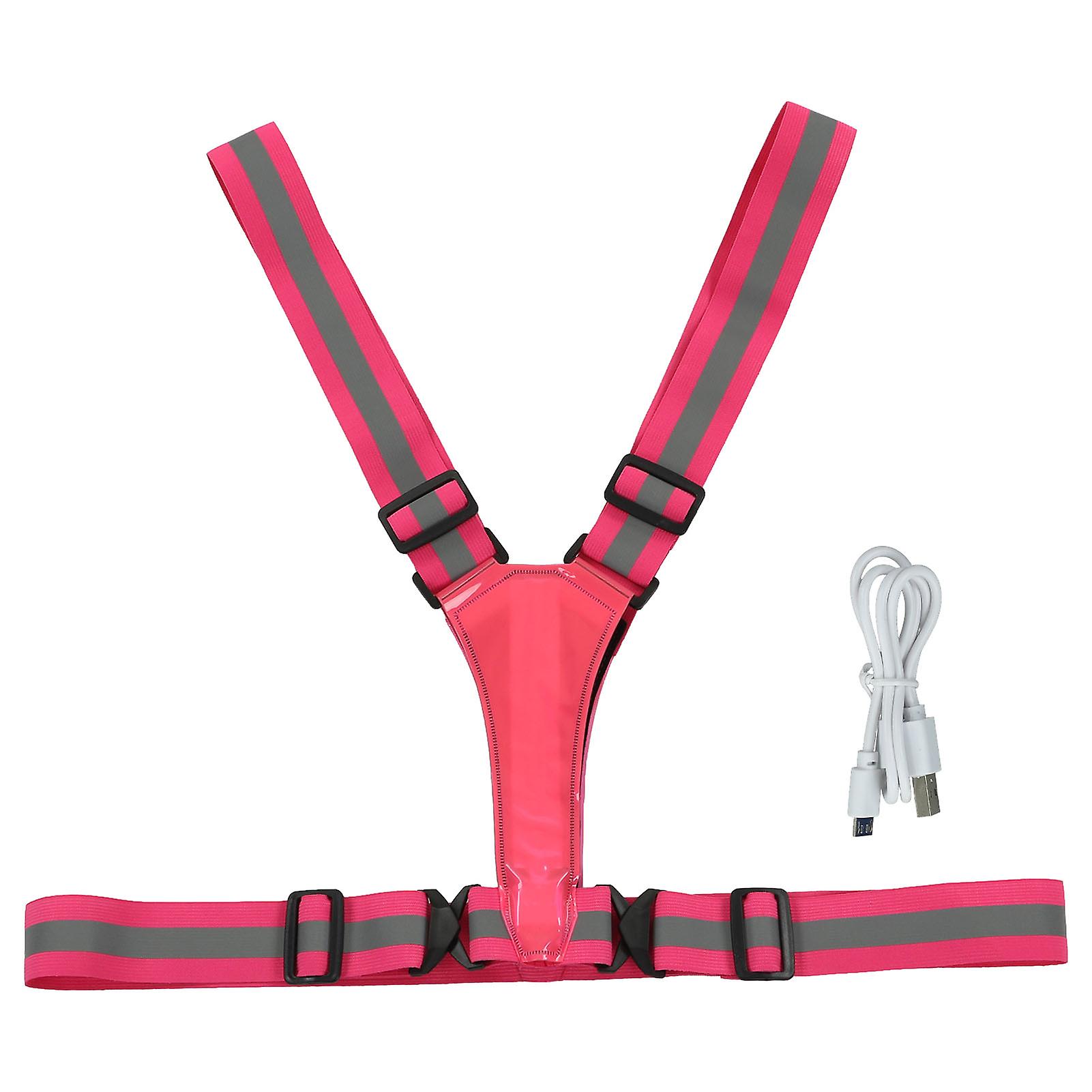 Reflective Vest USB Charging Safe Adjustable for Adults Runing Walking Biking Outdoor Activities Pink