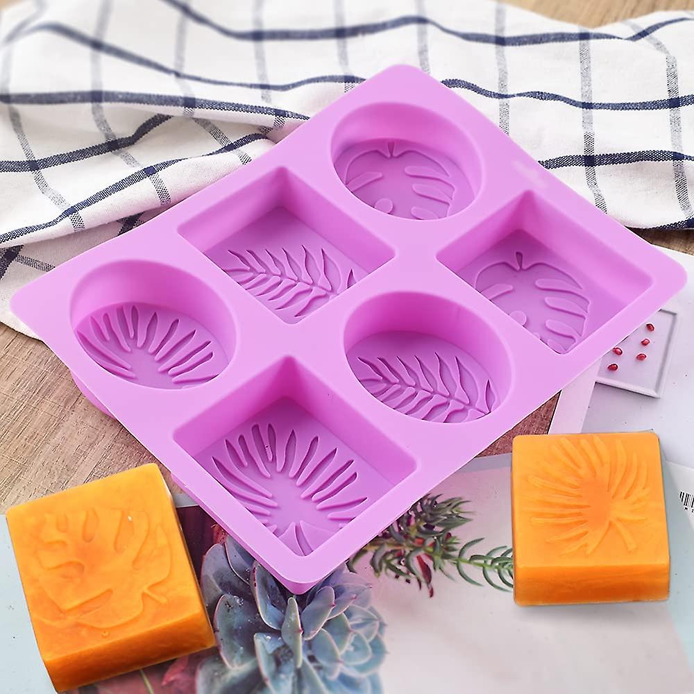 Rectangle and Oval Silicone Soap Mold with Leaf Patterns  Pack of 2