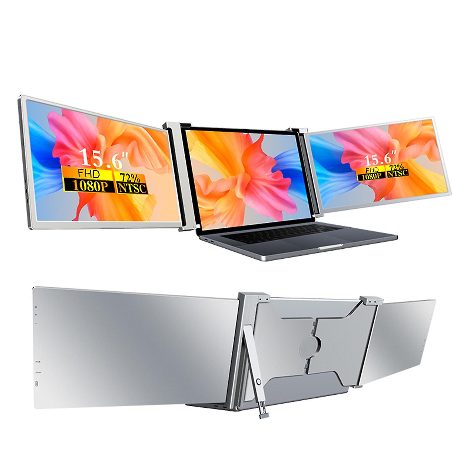 15.6 inch Portable Triple-screen Monitor Laptop Expansion Screen 1920*1080 Resolution Easy Installat