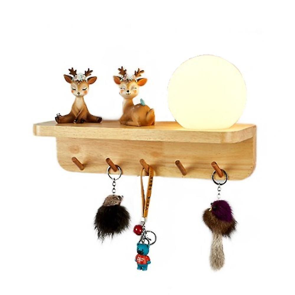 Interior Solid Wood Wall Lamp, Creative Simple Modern Style, Ball Lampshade, With 5 Hooks And