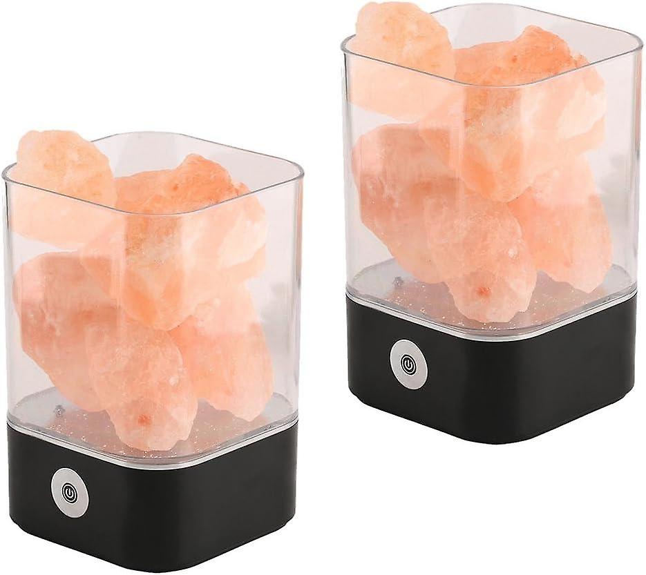 2 Pack Salt Lamp Natural Himalayan Pink Crystal Square